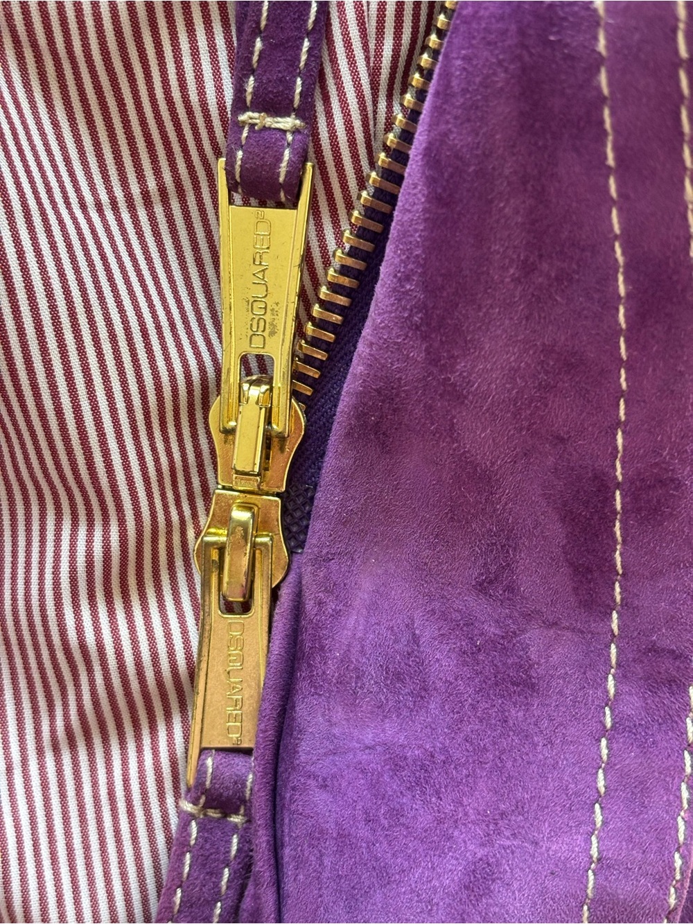 DSQUARED2 Purple Suede Leather Jacket IT 44 Made in Italy - Picture 14 of 15